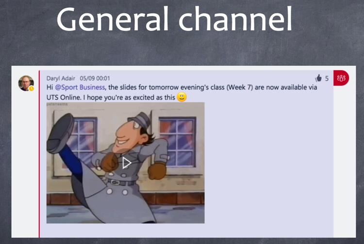 A screenshot of a chat in a general channel