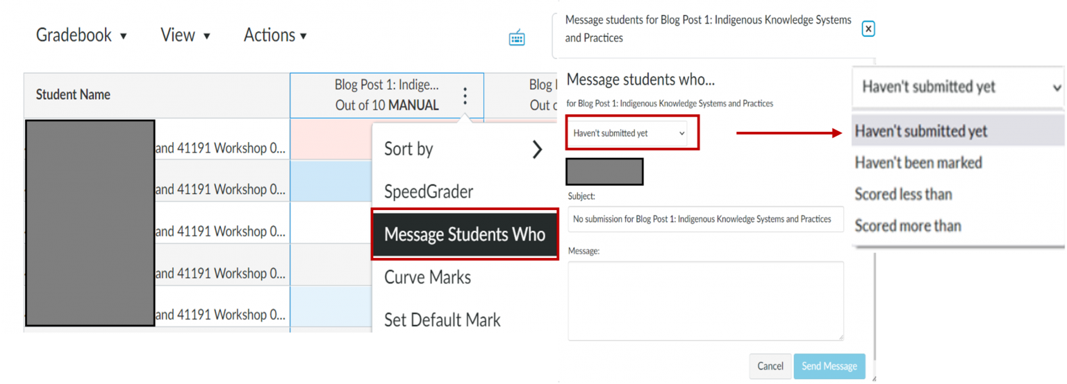 Using Canvas messaging for personalised feedback LX at UTS