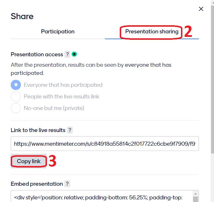 how to share menti presentation