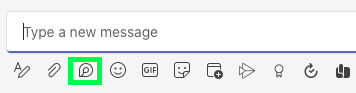 Microsoft Teams chat window with a highlight on the Loop icon