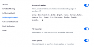 Zoom Live Transcription (automated captioning) – Education Express