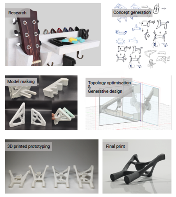 Advanced Manufacturing students, Angus Thompson and Nuria Mora use Fusion 360 to produce a series of generative designs, which comes under the large umbrella of vGenAI. 