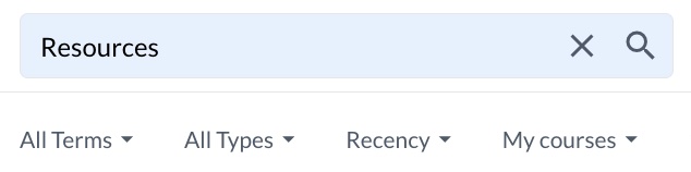 a screenshot of search filters underneath the search bar