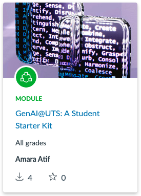 The title that appears for the GenAI@UTS Student Starter Kit, including image of code in purple and blue.