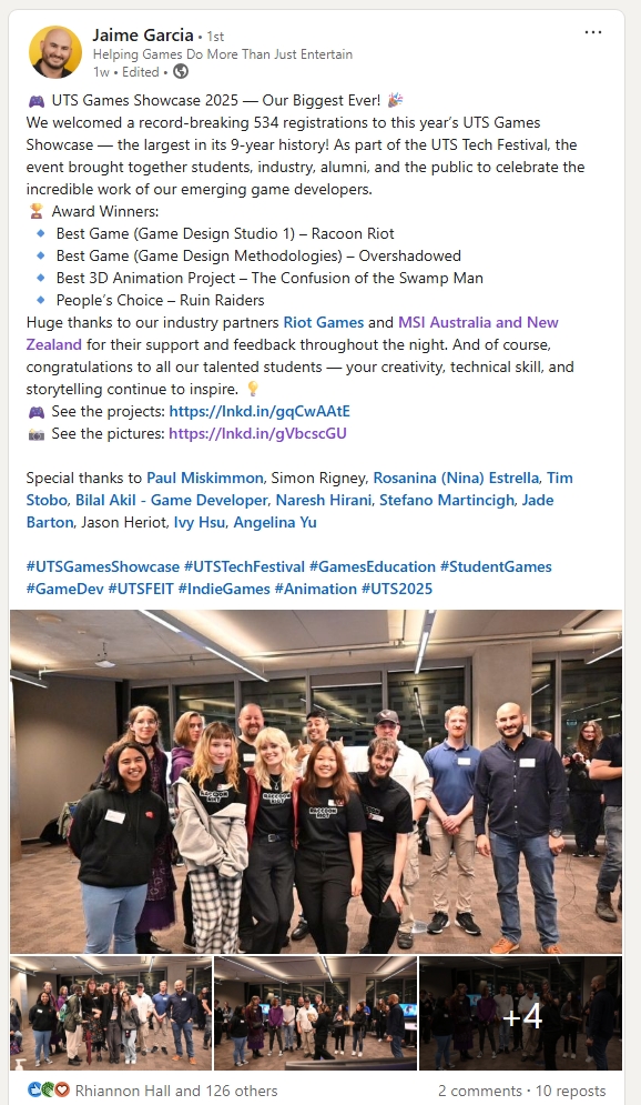 Screenshot from Jaime Garcia's LinkedIn