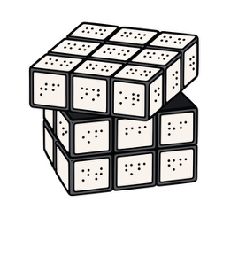 Braille version of Rubik's cube has white labels that are tactile