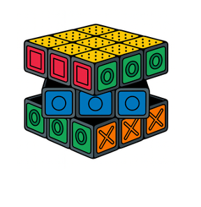 Touch cube has both coloured and tactile labels