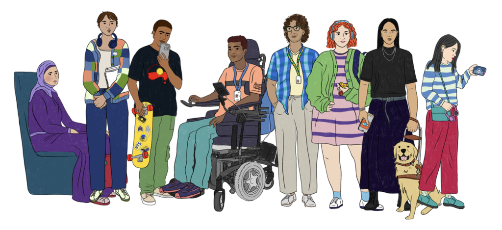 all of the accessible persona illustrations in a group shot