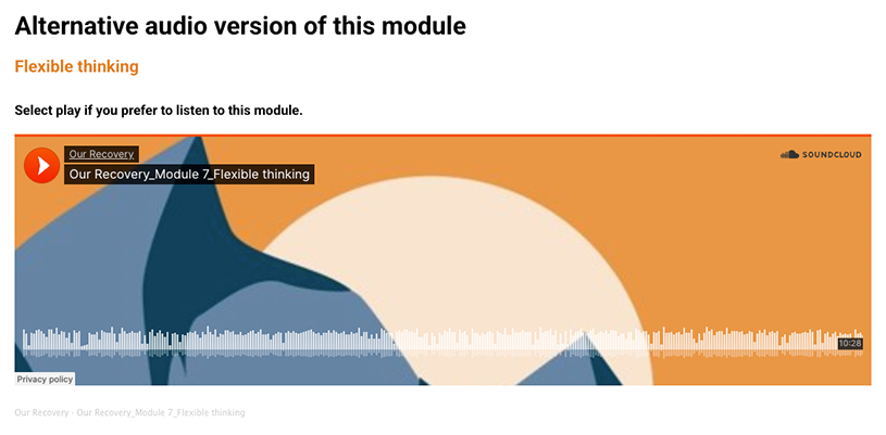 Alternative audio version screenshot of Module 7 - Flexible thinking.