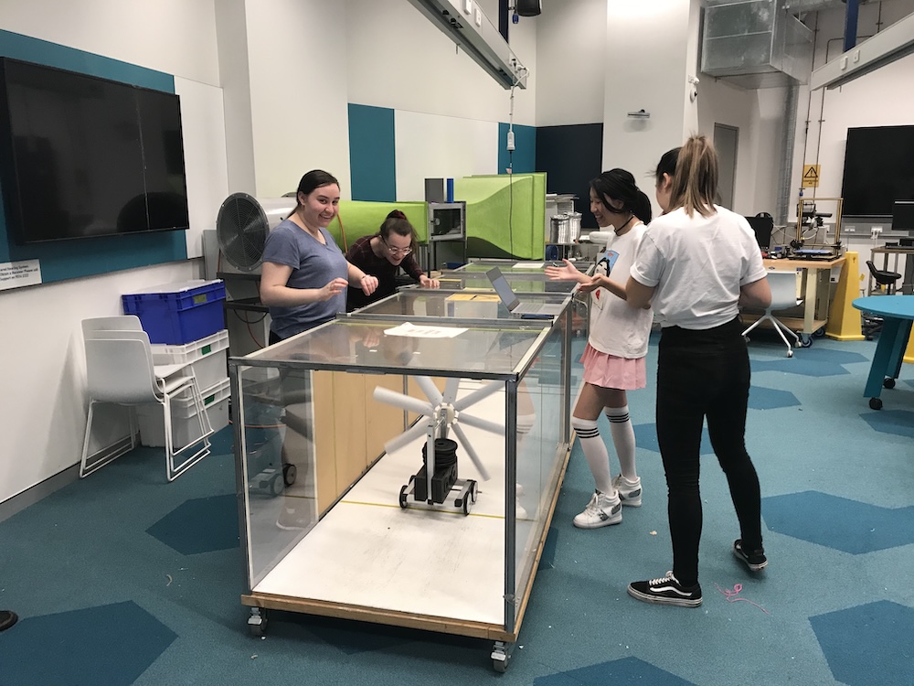 Students using the maker space