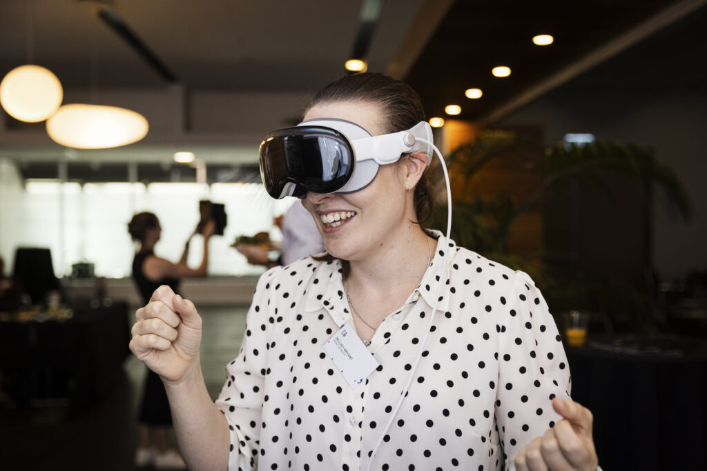 Lucy Bryant tests out a VR headset