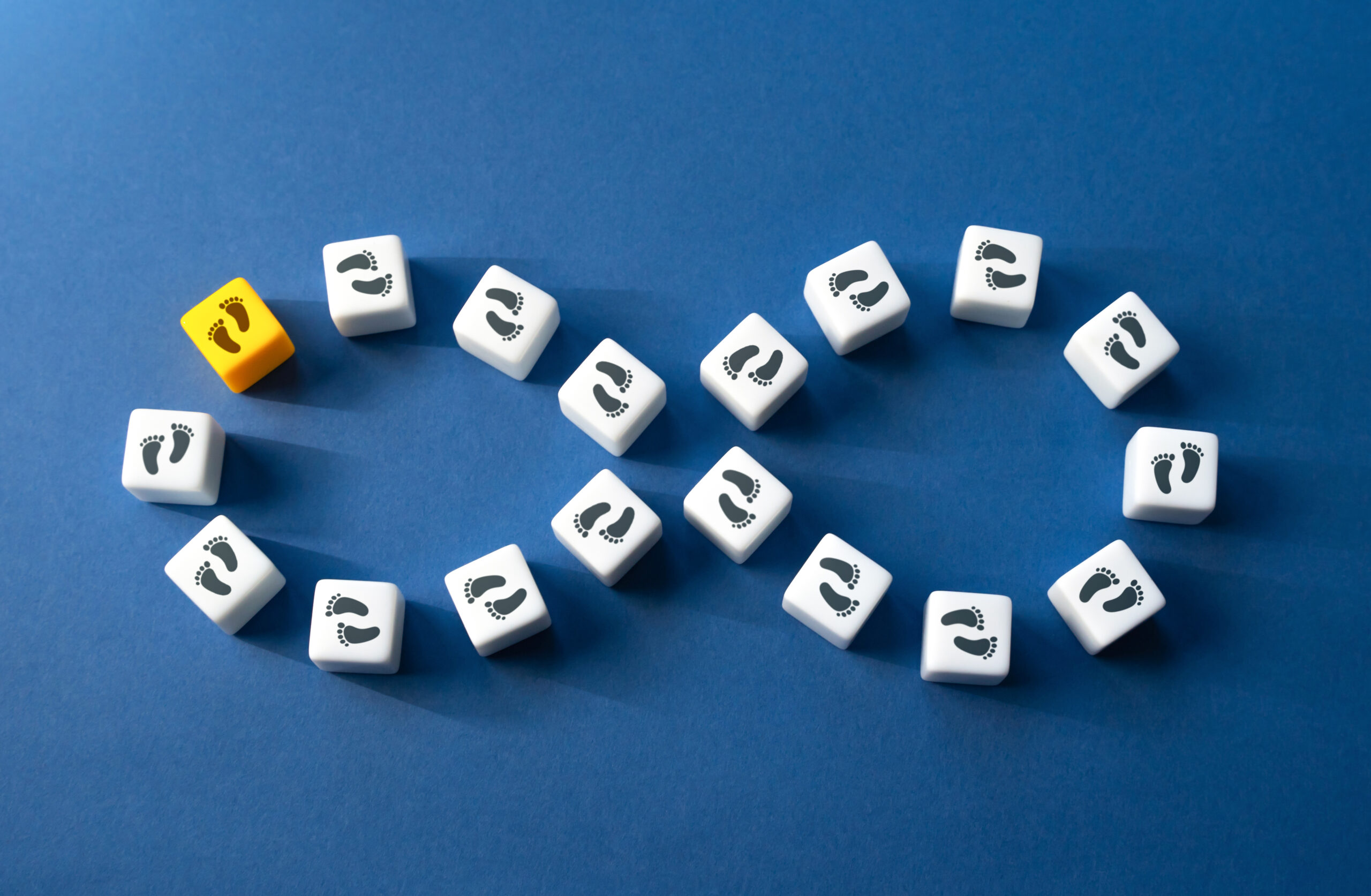 Infinity loop of little footsteps